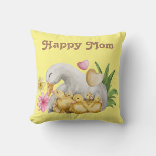 Coussin Aquarelle Canard jaune avec Baby shower de collier