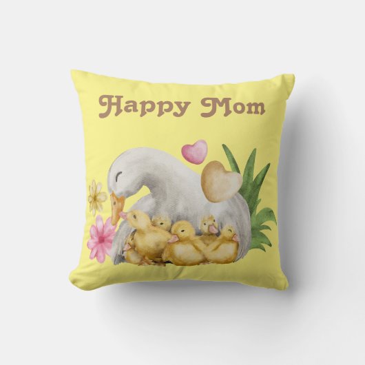 Coussin Aquarelle Canard jaune avec Baby shower de collier (Recto)