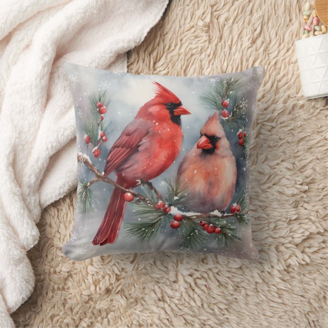 Coussin Aquarelle Cardinal Pair Holly (Couverture)