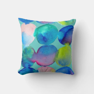 Coussin Aquarelle cercle motif art abstrait couleur cool