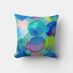 Coussin Aquarelle cercle motif art abstrait couleur cool