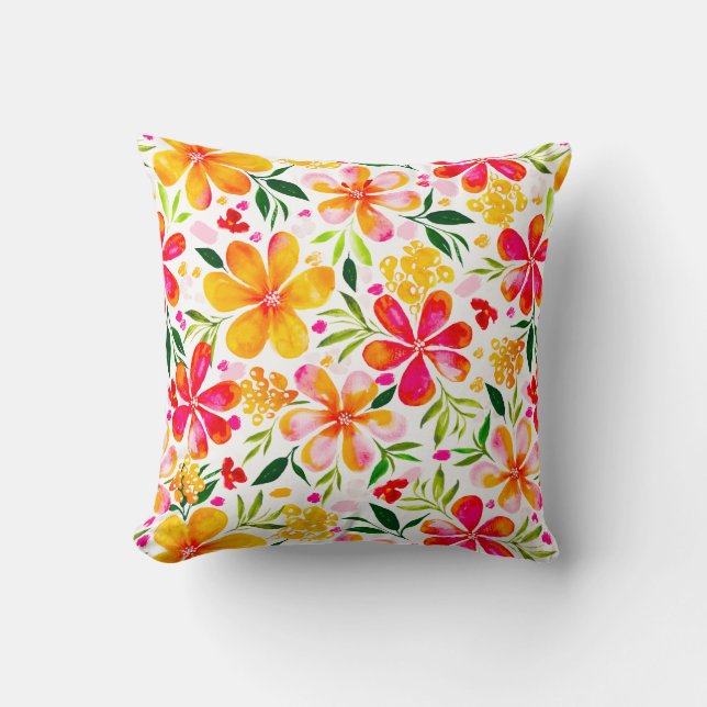 Coussin Aquarelle chaude et blanche (Recto)