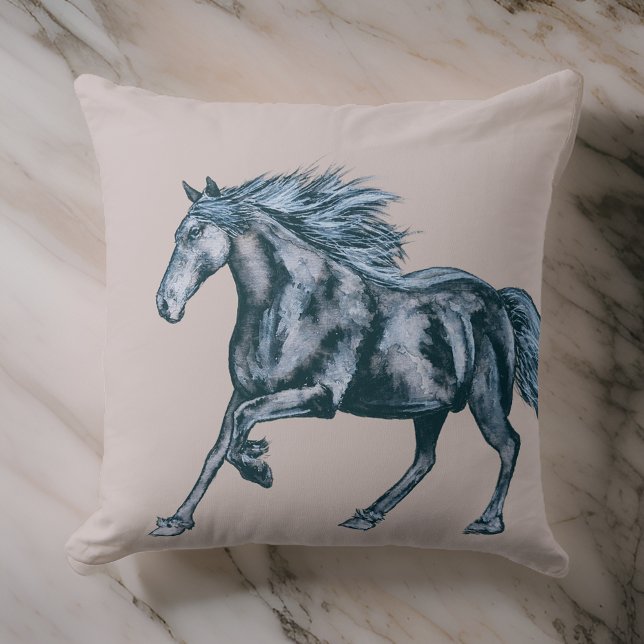 Coussin Aquarelle Cheval Mystique Moderne (Créateur téléchargé)
