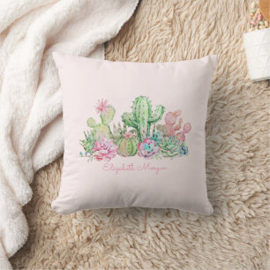 Coussin Aquarelle Chic Succulentes