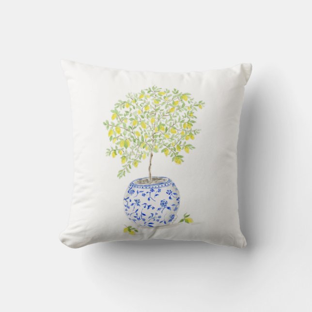 Coussin Aquarelle citron (Recto)