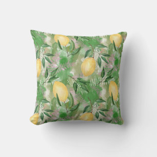 Coussin Aquarelle citrons fruits agrumes nature jaune frai