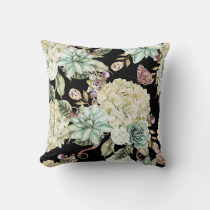 Coussin Aquarelle claire : Motif Rose Hydrangea.