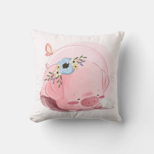 Coussin Aquarelle Cochon, lapin & Cheval