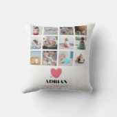 Coussin Aquarelle Coeur bébé première année photo Collage (Verso)