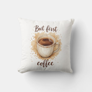 Coussin Aquarelle Coffee Cup Art Imprimer - Mais Premier C