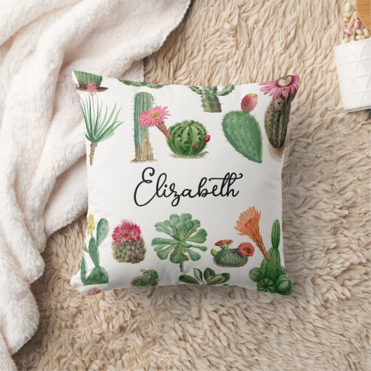 Coussin Aquarelle colorée Cactus et succulents Fleurs (Couverture)