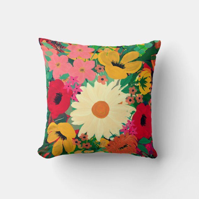 Coussin Aquarelle colorée design floral (Recto)