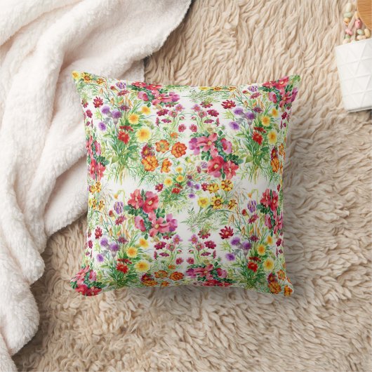 Coussin Aquarelle colorée Fleurs d'été (Couverture)