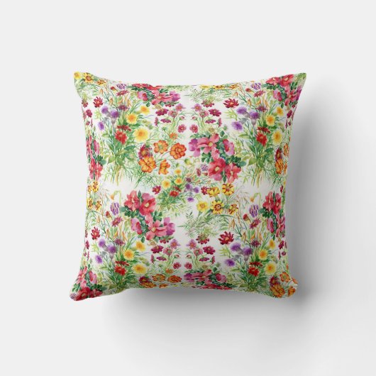 Coussin Aquarelle colorée Fleurs d'été (Verso)