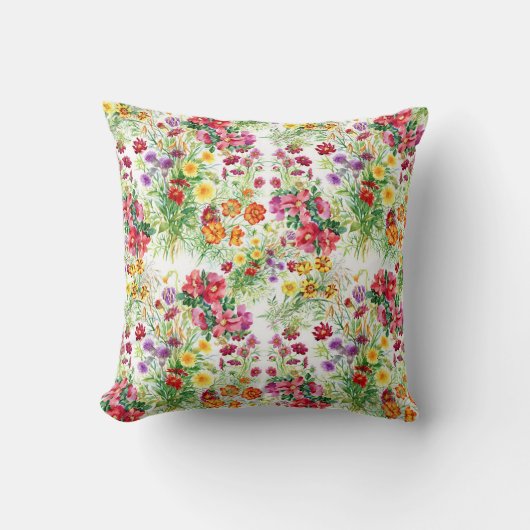 Coussin Aquarelle colorée Fleurs d'été (Recto)