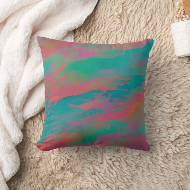 Coussin Aquarelle Conception abstraite du bleu rose et de  (Couverture)