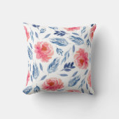 Coussin Aquarelle corail et fleurs marines (Recto)