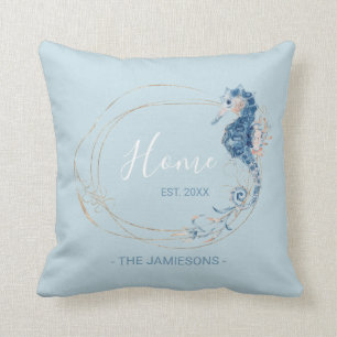 Coussin Aquarelle côtière double face Seahorse coutume Le