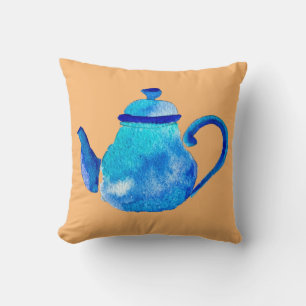 Coussin Aquarelle couleur bleu teapot