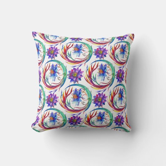 Coussin Aquarelle couleur violet rose fleuri conception (Recto)