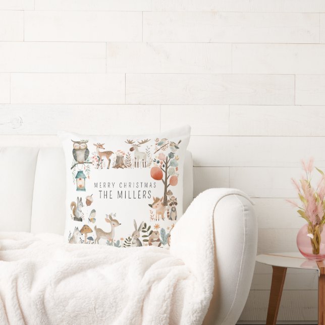 Coussin Aquarelle Cute Forest Animaux (Canapé)