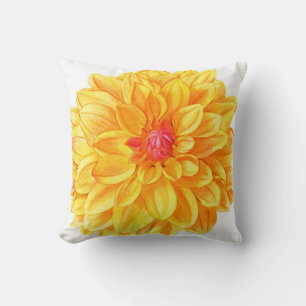Coussin Aquarelle Dahlia jaune