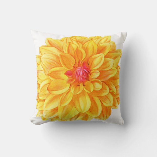 Coussin Aquarelle Dahlia jaune (Recto)