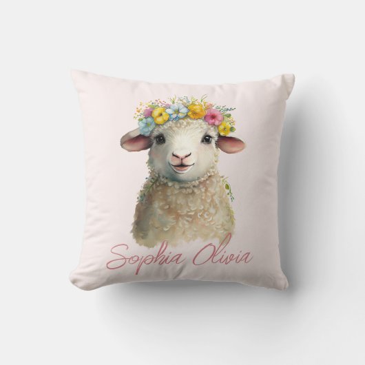 Coussin Aquarelle d'animal de ferme pour bébé mignon Perso (Recto)