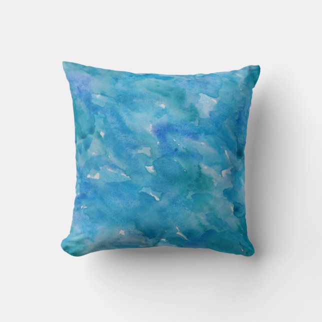 Coussin Aquarelle dans les bleus frais (Recto)