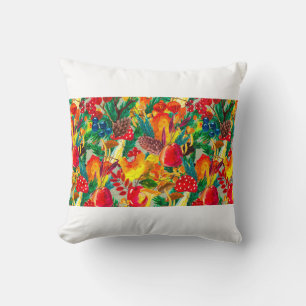 Coussin Aquarelle d'automne en continu motif avec mus feui