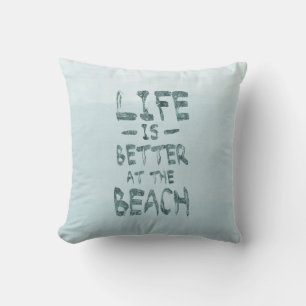 Coussin Aquarelle de bleu de la vie de plage