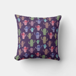 Coussin Aquarelle de cactus tendance tirant en continu mot