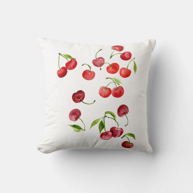 Coussin Aquarelle de cerises rouges (Recto)