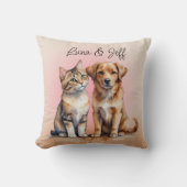 Coussin Aquarelle de chat et chien mignonne (Recto)