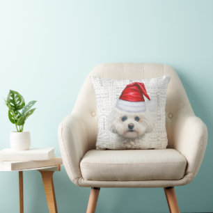 Coussin Aquarelle de Chien de Tulée Noël