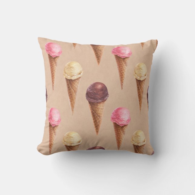 Coussin Aquarelle de crème glacée Illustration transparent (Recto)