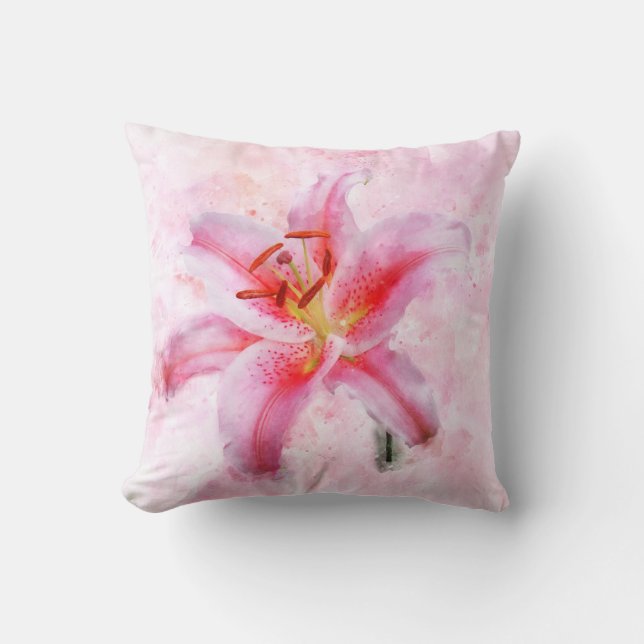 Coussin Aquarelle de fleur de Stargazer Lily - wb 01 (Recto)