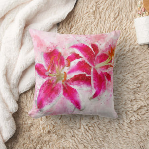 Coussin Aquarelle de fleur de Stargazer Lily - wb 03
