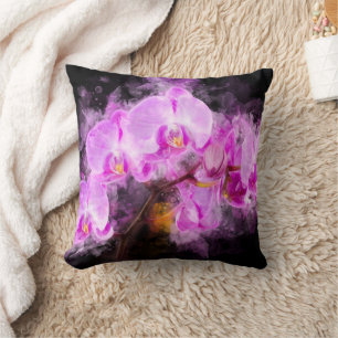 Coussin Aquarelle de fleur d'orchidée - rose bb 03