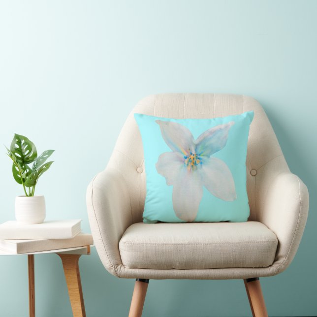 Coussin Aquarelle de fleur pastel blanc (Chaise)