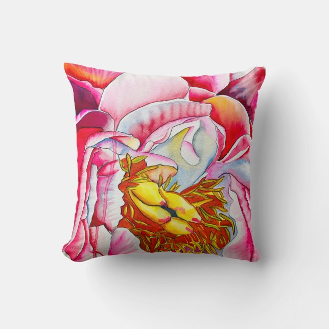 Coussin Aquarelle de fleur rose (Recto)