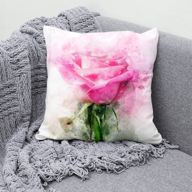 Coussin Aquarelle de fleur rose - wb (Créateur téléchargé)
