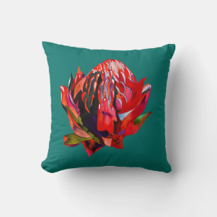 Coussin Aquarelle de fleurs indigènes de Waratah