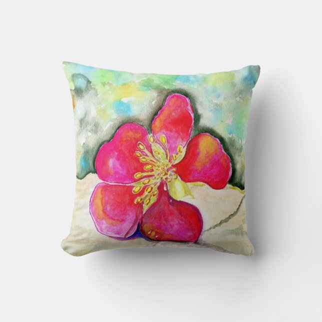 Coussin Aquarelle de fraise rose (Recto)