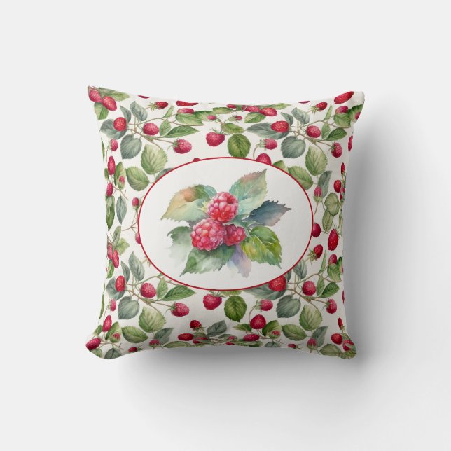 Coussin Aquarelle de framboises mignonnes (Recto)