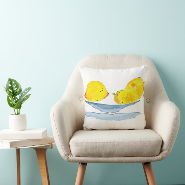 Coussin Aquarelle de fruit jaune citron (Chaise)
