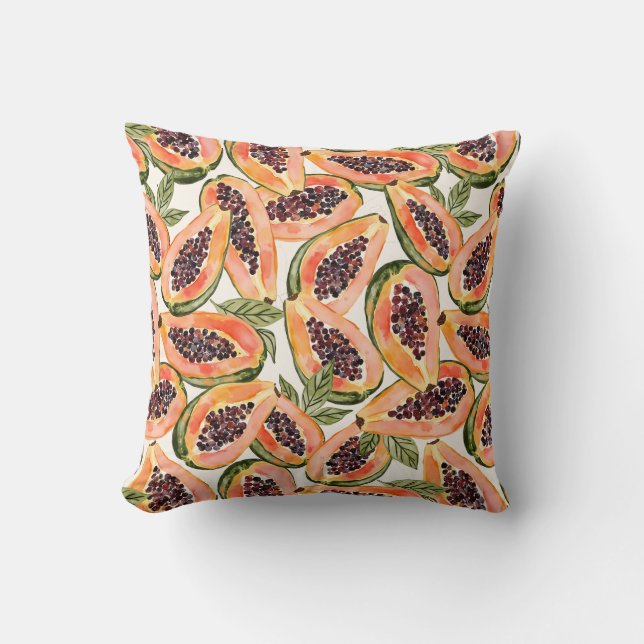 Coussin Aquarelle de fruits de papaye (Recto)
