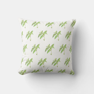 Coussin Aquarelle de jardin vert plante d'herbe de menthe