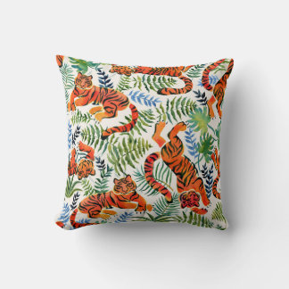 Coussin Aquarelle de la Jungle de Tigre vintage