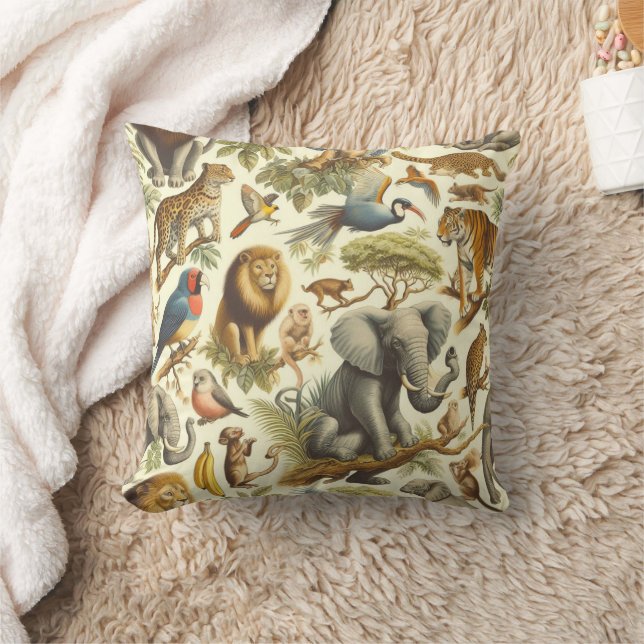 Coussin Aquarelle de la jungle vintage (Couverture)